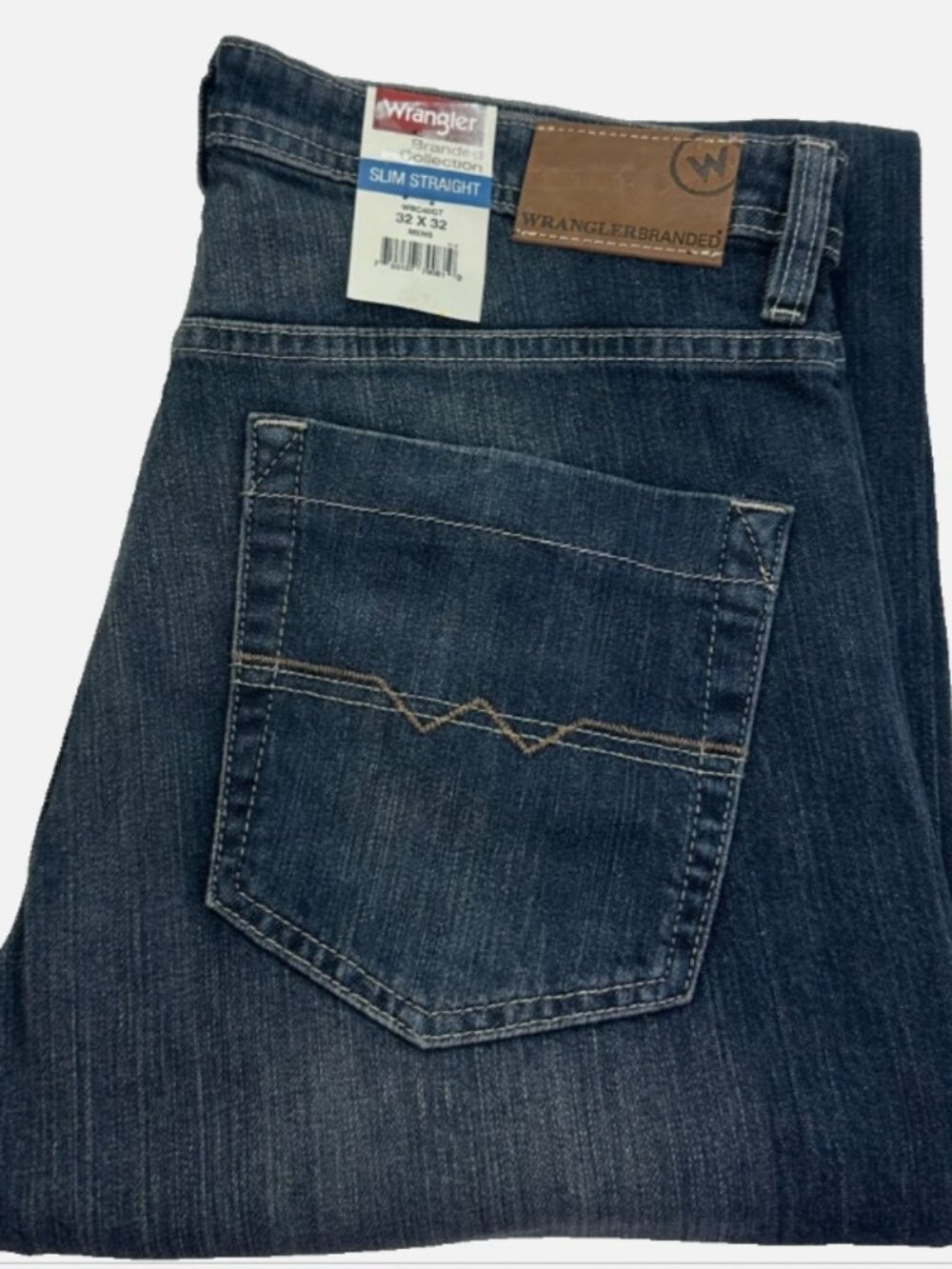 Wrangler Branded Collection Slim Straight Jeans Men's Size W32 L32 Blue New